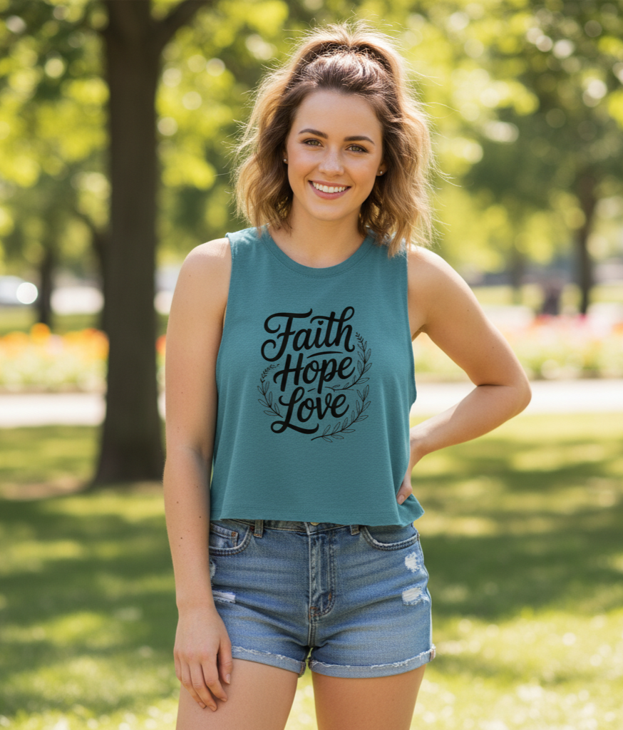 Faith Hope Love Racerback Cropped Tank